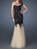 Thumbnail for your product : Choies Black Embroidery Strapless Dress with Mesh Fishtail Bottom