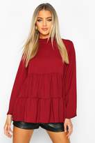 Thumbnail for your product : boohoo Woven High Neck Tunic Smock Top