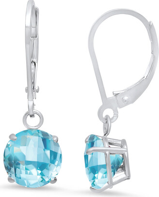 Details about   1 ct Round Cut Drop Dangle Sky Blue Topaz 18k White Gold Earrings Lever Back 