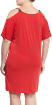 Thumbnail for your product : MICHAEL Michael Kors Short-Sleeve Cold-Shoulder Dress, True Red, Plus Size