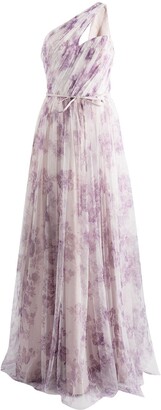 Marchesa Notte Bridal Floral-Print One-Shoulder Gown