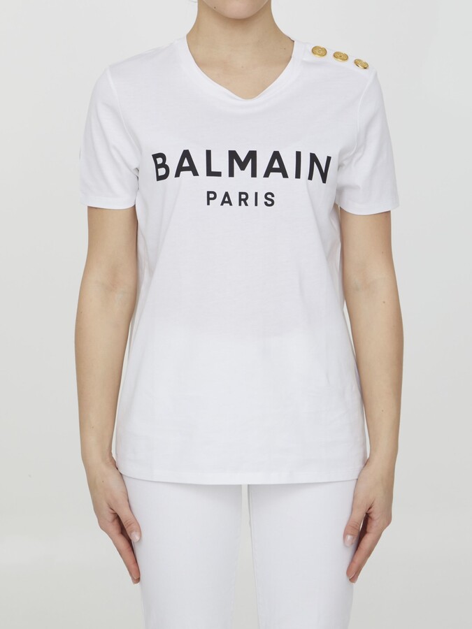 Balmain Cotton T-shirt With Logo - ShopStyle
