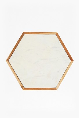French Connection Marble And Acacia Side Table