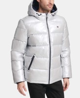 men's pearlized performance hooded puffer coat