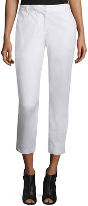 DKNY Cropped Stretch-Twill Pants, White
