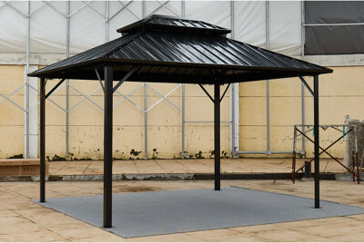 Man Wah Weather-resistant Galvanized Steel Pavilion With Double-roof Design For Year-round Outdoor Elegance