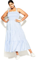 Thumbnail for your product : City Chic Gingham Maxi Dress - sky blue