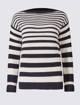 Thumbnail for your product : M&S Collection Pure Cotton Striped Slash Neck Jumper