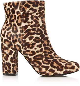 Charles David Studio Leopard Print Calf Hair Block Heel Booties