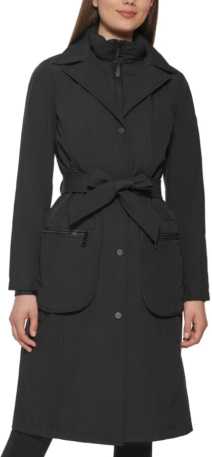 DKNY Bibbed Belted Hooded Trench Coat - ShopStyle
