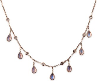 Jacquie Aiche 14kt Rose Gold Teardrop Moonstone And Diamond Shaker Necklace