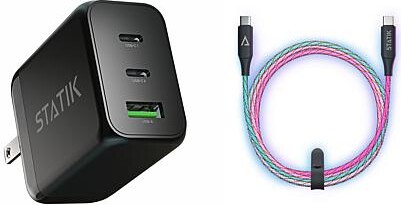 KeySmart 65W GaN Power Adapter with GloBright 100W Braided Cable