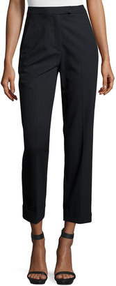 A.L.C. Benji Cropped High-Rise Pinstripe Pants, Navy