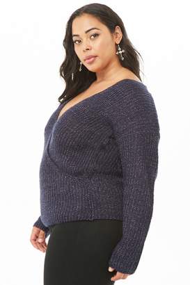 Forever 21 Plus Size Marled Ribbed Surplice Sweater