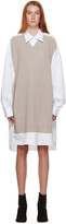 Thumbnail for your product : Maison Margiela White & Beige Knit Shirt Dress