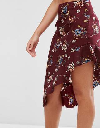 Missguided Asymmetric Floral Skirt