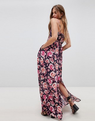 Band of Gypsies Tie Front Maxi Dress in Floral Print
