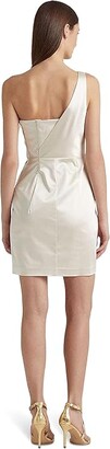 Lauren Ralph Lauren Satin One-Shoulder Cocktail Dress (Mascarpone Cream) Women's Dress