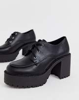 Thumbnail for your product : Truffle Collection chunky lace up heeled shoe in black