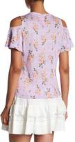 Thumbnail for your product : Rebecca Taylor Open Shoulder Short Sleeve Floral Linen Jersey Top