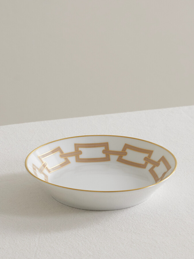GINORI 1735 Catene Gold-plated Porcelain Tea Saucer - White