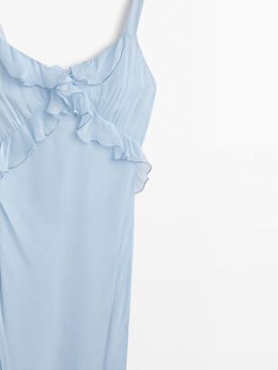 Massimo Dutti Long Strappy Dress With Ruffled Detail