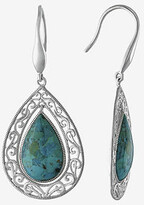 Thumbnail for your product : Fine Jewelry Enhanced Turquoise Filigree Sterling Silver Teardrop Earrings