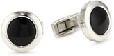 Thumbnail for your product : Colibri Jewelry \"Hampton\" Polished Stainless Steel Round Black Onyx Cuff Links