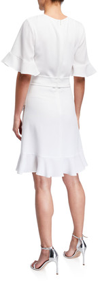 Shoshanna Andora Ruffle-Trim Short-Sleeve Dress