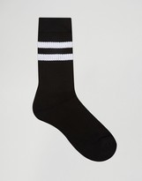 Thumbnail for your product : ASOS Tube Style Socks In Black With Stripes 5 Pack