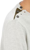 Thumbnail for your product : Barneys New York Cashmere Button-Trimmed Sweater-Grey