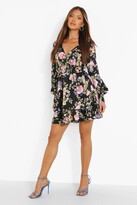 Thumbnail for your product : boohoo Floral Shirred Waist Skater Dress