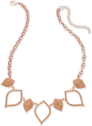INC International Concepts Rose Gold-Tone Pavé Navette Statement Necklace, Created for Macy's