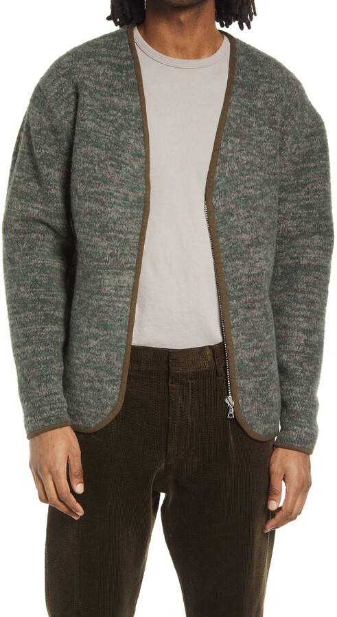 Mens Knitted Cardigan Full Front Zipper/Button Sweater with 2 Side Pockets
