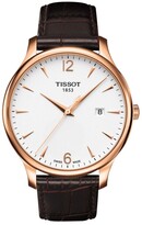 Thumbnail for your product : Tissot T0636103603700 Men's Tradition Date Leather Strap Watch, Dark Brown/White