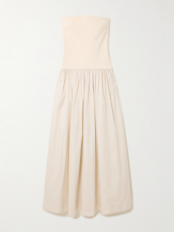 Esse Studios Strapless Stretch-knit And Organic Cotton-poplin Maxi Dress - Cream