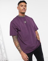 Thumbnail for your product : SikSilk oversized t-shirt in burgundy with tape collar