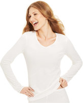 Thumbnail for your product : Cuddl Duds Long Softwear Lace Edge V Neck Top CD8512335