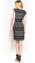 Thumbnail for your product : Calvin Klein Petite Sleeveless Striped Belted Sheath