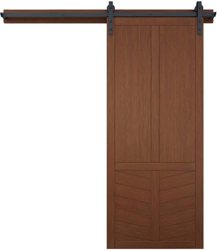 VeryCustom 30 in. x 84 in. The Robinhood Terrace Wood Sliding Barn Door with Hardware Kit in Black