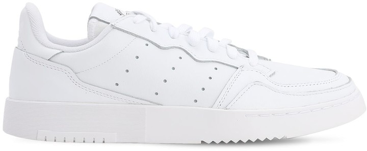 adidas white leather tennis shoes