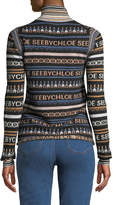 Thumbnail for your product : See by Chloe Striped Logo Turtleneck Pullover Sweater