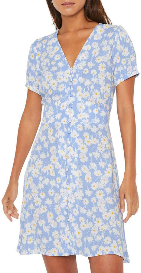 warehouse seersucker knot front dress