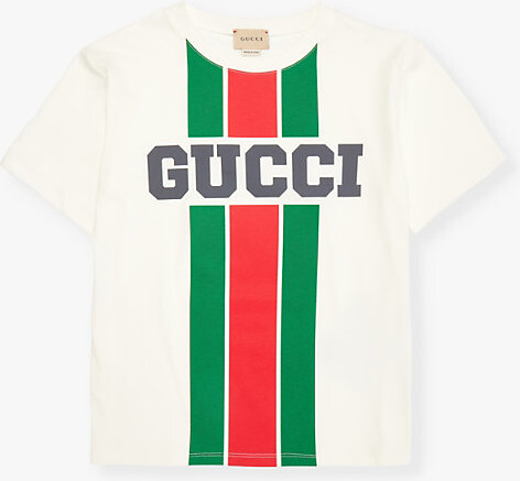 Gucci New White/Mc Branded-Print Short-Sleeved Cotton-Jersey T-Shirt 4-12 Years 10 Years