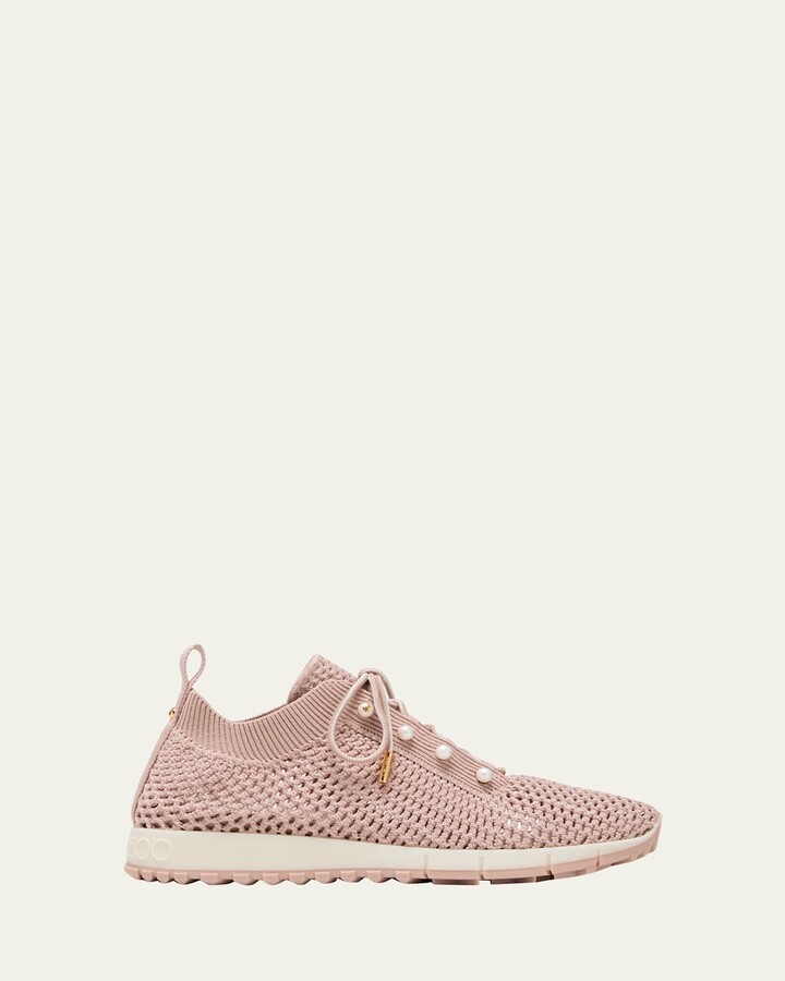 Jimmy Choo Veles Knit Pearly Lace-Up Sneakers
