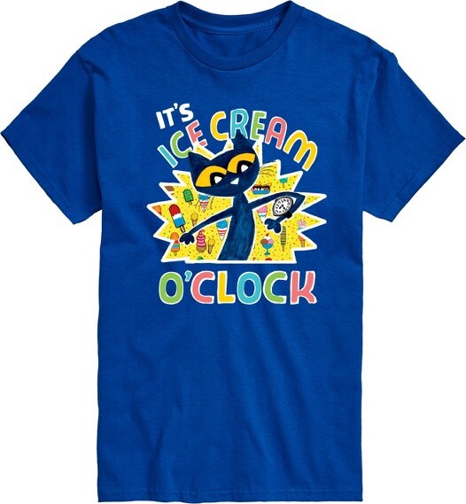 Pete The Cat Men'sPetetheCatIcecreamOclockShortSleeveGraphicT-Shirt-RoyalBlue-3X-Large