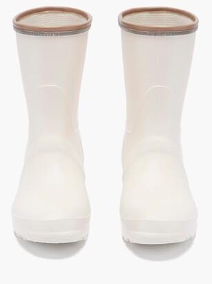 Brunello Cucinelli Leather-trimmed Rubber Rain Boots - Cream