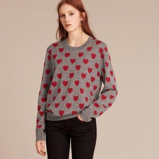 Burberry Heart Print Merino Wool Sweater