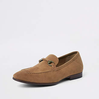 River Island Tan faux suede snaffle loafers
