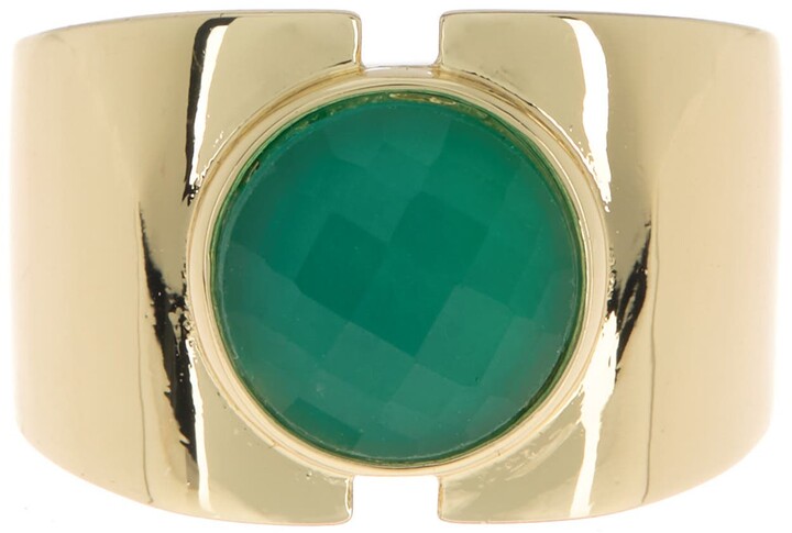 gold ring with green stone women's